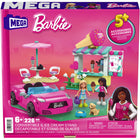 MEGA - Barbie Ensemble de jeu de construction convertible et stand de glaces - 225 pièces-Le jouet de construction comprend une machine à glace, différentes saveurs de cuillères, une table, des chaises et bien plus encore
