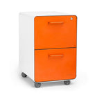 Poppin - Classeur Stow à 2 tiroirs, blanc + orange avec patins ou roulettes-Deux tiroirs suspendus avec glissières à extension complète pour un accès facile à tous les dossiers