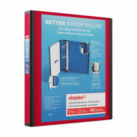 Staples - Reliure Better Binder, 1 1/2 po, rouge-Plus résistante et plus facile à utiliser