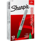 Sharpie - Marqueurs permanents − Pointe fine − Vert − Paquet de 12-Marqueur permanent de genre stylo à pointe fine