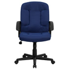 Flash Furniture - Chaise d’ordinateur à dossier mi-dos en tissu, accoudoirs fixes, bleu marine-Chaise de bureau contemporaine