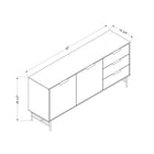South Shore - Arlo - Buffet avec portes rainurées et tiroirs - Chêne cendré et Noir mat-Accessoires non inclus