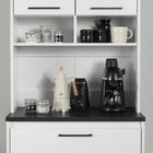 South Shore - Myro - Garde-manger avec espace pour micro-ondes - Fausse Pierre Noire et Blanc-Matériau: Panneaux de particules laminés 