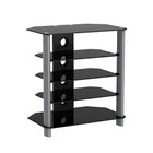 TygerClaw – Table pour téléviseur de 23 po à 50 po, 3,8 x 34,3 x 17,3 po, noir-Table pour téléviseur à 5 tablettes en verre noir