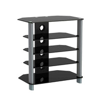 TygerClaw – Table pour téléviseur de 23 po à 50 po, 3,8 x 34,3 x 17,3 po, noir-Table pour téléviseur à 5 tablettes en verre noir