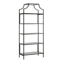 Sauder Harvey Park Bibliothèque - 5 tablettes - 70.87" H - Finition Black (425784)-Le Standard - Finition Black - Métal, Verre