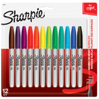 Marqueurs permanents Sharpie, pointe fine, couleurs variées, paquet de 12-Marqueur permanent de type stylo à pointe fine
