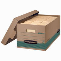 Fellowes - Bankers Box Boîte de rangement recyclée STOR/FILE - Légal - Kraft/vert-Double parois, 1,5  parois latérales, fond double épaisseur