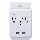 Globe – Protecteur de surtension avec 3 prises et 2 ports de recharge USB, blanc-3 prises avec mise à la terre (3 broches), 2 USB