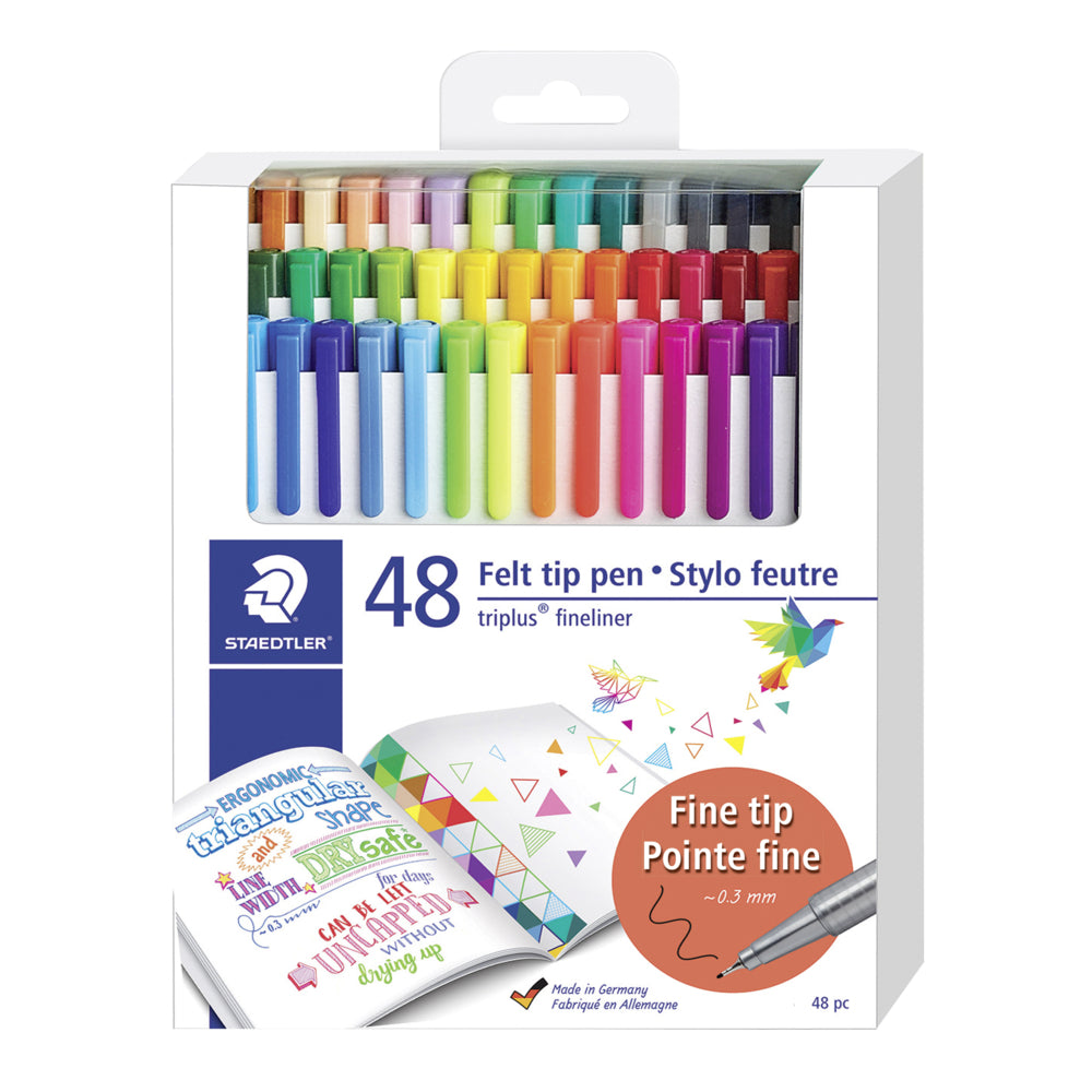 Feutre Staedtler Triplus Fineliner - Pointe Superfine 0.3 Mm - Forme Triangulaire Ergonomique - Encre Acajou DRY SAFE - 3