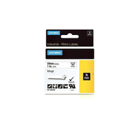 Dymo - Étiquettes adhésives Rhinoâ„¢ Industrial en vinyle, 1 po x 18 pi, texte noir sur blanc-Les étiquettes en vinyle offrent une résistance à l'humidité, aux produits chimiques et aux rayons UV, ce qui les rend idéales pour l'étiquetage à l'intérieur et à l'extérieur