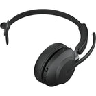 Jabra Evolve2 65, Link 380a, Casque Mono MS avec support - Noir-Matériau : Coussin serre-tête en mousse ultra souple recouvert de silicone de couleur assortie, coussin d'oreille en mousse audio souple recouvert de similicuir de couleur assortie, bras coulissant en aluminium