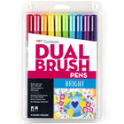 Tombow - Stylos à double pointe, couleurs vives, paq./10-10 pièces aux couleurs vives variées, dans un étui en plastique.