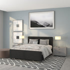 Flash Furniture - Grand lit plateforme tapissier capitonné Tribeca - tissu noir-30 lattes de support en bois