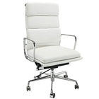 Nicer Furniture - chaise de gestion à dossier haut Soft Pad - blanc-Dossier haut avec coussins épais en cuir italien pleine fleur pour un confort optimisé.