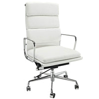 Nicer Furniture - chaise de gestion à dossier haut Soft Pad - blanc-Dossier haut avec coussins épais en cuir italien pleine fleur pour un confort optimisé.