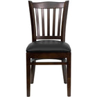 Flash Furniture – Chaise de restaurant dossier à lattes verticales et siège en vinyle noir, fini noyer, série HERCULES, 2/paq.-Ensemble de 2 chaises de salle à manger en bois