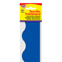 TREND enterprises, Inc. - Terrific Trimmers, 2-1/4po x 39 pi, bleu royal, paquet de 12-Bordures décoratives de papier précoupé pour les présentations et l'artisanat