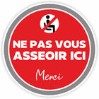 Eddie's - Ne pas vous asseoir ici - autocollant de distanciation sociale, 7,50 po de diamètre, vinyle-Des graphiques et des messages faciles à comprendre