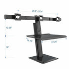 Rocelco - Station de travail à trois moniteurs à hauteur réglable avec port de charge USB - Noir-Capacité de charge jusqu'à 24 lb (moniteurs inclus)