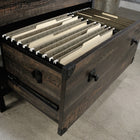 Sauder - La Collection Foundry Road Classeur lateral - Finition Carbon Oak-Cadre et elements d'angle en metal laque texture.