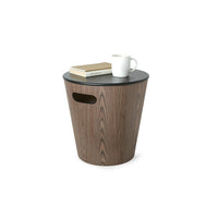 Umbra Tabouret de rangement Woodrow noyer/noir-MEUBLE POLYVALENT : Le tabouret Woodrow mesure 40.6x42cm et peut stocker de grands articles ménagers comme des couvertures ou des coussins de canapé.