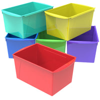Storex bac à livre extra large - couleurs assorties - paquet de 6-Convient à 15" étagères profondes et postes de travail