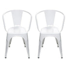 Nicer Furniture - fauteuil empilable industriel de style Tolix A - blanc - paquet de 4-Chaise à accoudoirs pour intérieur/extérieur
