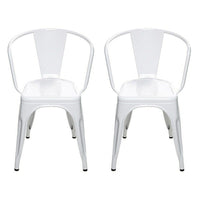 Nicer Furniture - fauteuil empilable industriel de style Tolix A - blanc - paquet de 4-Chaise à accoudoirs pour intérieur/extérieur
