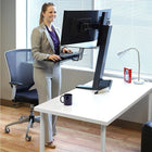 Ergotron - Poste de travail assis/debout deux écrans WorkFit-S, surface de travail, grand plateau, blanc brillant (33-349-211)-Garantie de 5 ans