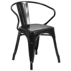 Ensemble avec table ronde en métal noir et 2 sièges à bras ajourés, intérieur/extérieur, 30 po (CH-51090TH-2-18ARM-BK-GG)-4