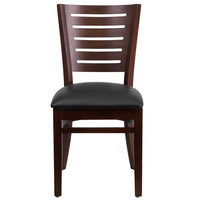 Flash Furniture – Chaise de restaurant en bois, dossier à barreaux, fini noyer, siège en vinyle noir (XUDGW018WALBKV)-Chaise de salle à manger en bois