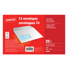 Staples - Enveloppes T4 avec rabats gommés, 5 3/4 x 9 po, 24 lb, blanc, paquet de 25-Enveloppes pour T4 idéales pour envoyer des formulaires d’impôts standards et autres