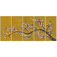 Designart – Branche fleurie moderne, toile imprimée, 5 panneaux (PT1021)-Impression