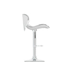 CorLiving™ - Tabouret de bar courbé anatomique et ajustable, similicuir blanc, ensemble de 2-Revêtement similicuir souple blanc