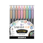 Zebra − Sarasa Clip Decoshine Stylo gel − couleurs assorties − paquet de 9-Pointe fine de 5 mm avec écriture fluide