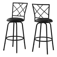 Monarch Specialties - 2375 Tabouret De Bar - Lot de 2 /Pivotant/ Siege Simili-Cuir Noir - Paquet de 2-Tabouret De Bar