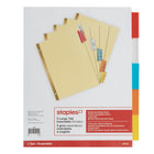 Staples - Grands intercalaires insérables - 5 onglets - couleurs variées-Onglets plus grands pour espace imprimable supplémentaire