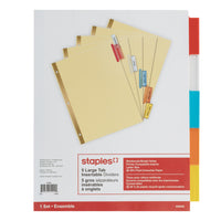 Staples - Grands intercalaires insérables - 5 onglets - couleurs variées-Onglets plus grands pour espace imprimable supplémentaire