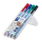 Staedtler - Marqueurs effaçables à sec corrigibles Lumocolor - pointe fine - couleurs assorties - paquet de 4-Encres de couleur vive (Rouge, bleu, vert, noir)
