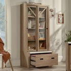Sauder - 432891 La Collection Dixon City Bibliothèque - Finition Brushed Oak - 2 boîtes-Tiroir sur glissières à extension complète accueillant des fichiers suspendus de format Lettre ou Légal.
