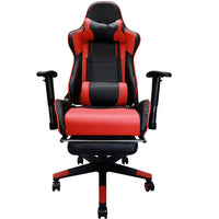 Nicer Furniture - chaise de jeu de style course avec repose-pieds - rouge-Chaise de jeu de style course, chaise de bureau