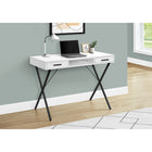Monarch Specialties - 7790 Bureau 42 po - Blanc/Metal Noir-Bureau de fabrication solide qui apporte une touche d'élégance à votre espace de travail à domicile de votre petite maison, appartement ou condo