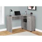 Monarch Specialties - 7346 Bureau 46 po - Gris Industriel/Cabinet De Rangement-Le bureau en forme de L est divisé en 2 segments: une grande surface de travail principale et une surface plus petite et légèrement plus basse