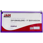 Jam Paper Enveloppe de plastique de style livret à fermeture à glissière, no 10 (5 x 10 po), violet, 12/paquet-Type de fermeture : à glissière
