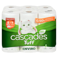 Cascades Tuff Enviro - Rouleaux essuie-tout - 2 épaisseurs - 160 feuilles - Blanc - Paquet de 6-Rouleau format mega avec feuilles à formats multiples