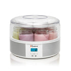 Euro Cuisine – Yaourtière numérique YM650 avec minuterie 15 heures + 7 bocaux de 6 oz avec couvercles, acier inoxydable-L'affichage numérique de la minuterie à DEL bleue de 15 heures émet un bip lorsque le yaourt est prêt