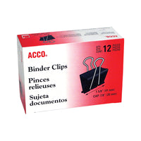 ACCO - Pinces à reliure pliables - moyennes (1 5/8 po) - capacité de 5/8 po - noires - paquet de 12-Pince à reliure noire avec bras argentés
