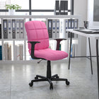 Flash Furniture - Chaise de travail GO-1691-1-PINK-A-GG en vinyle à dossier mi-dos avec accoudoirs fixes, rose-Réglage pneumatique de la hauteur du siège