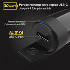 Mini chargeur Scosche certifié PowerVolt 30 watts USB-C pour l’auto-Son indicateur à DEL bleue vous indique qu’il est alimenté par le voltage de 12 volts de votre véhicule, et qu’il est prêt pour la recharge de votre appareil.
